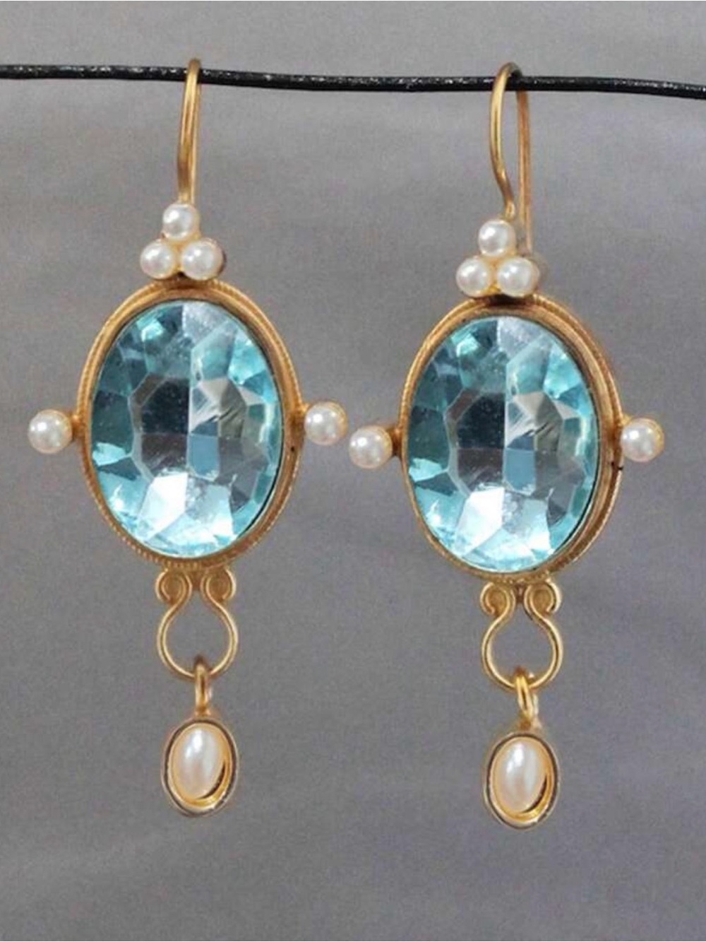 Vintage look Gold Tone Faux Pearl Statement Earrings